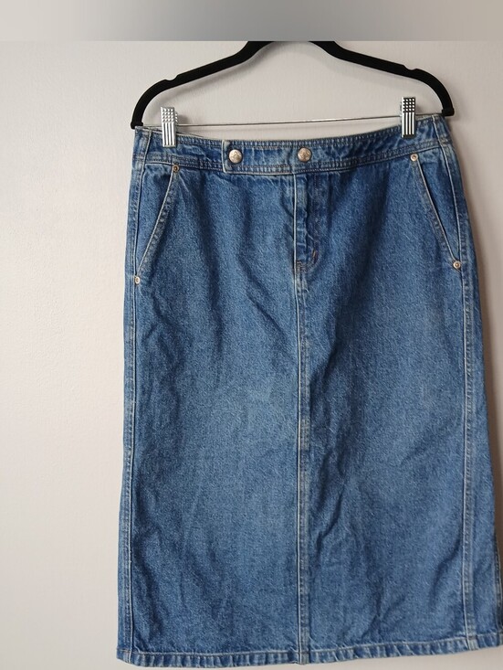 Sigrid Olsen Dresses & Skirts - So Blue Sigrid Olsen 100% Cotton Denim Midi Skirt Size 10 Western Coastal Boho